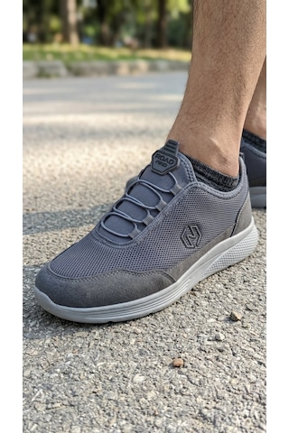 Stil Shoes Erkek Spor Ayakkabı Ortopedik Hafif Rahat Şık Esnek Kullanışlı Fileli Spor Gri