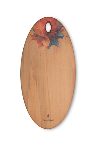 Yekpare Masif Ahşap Sunum Kesme Tahtası Desenli Kayın Medium 5