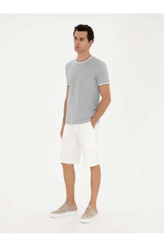 Cacharel Beyaz Slim Fit Kargo Cepli Şort