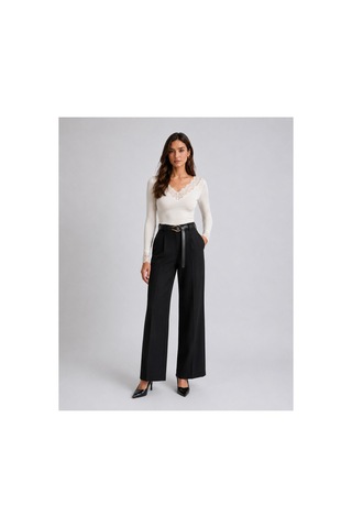 Unika Boutique Dantelli Kaşmir Uzun Kollu Bluz Beyaz