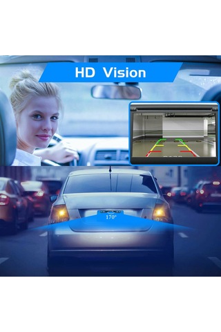 Folinda Araba Geri Görüş Kamerası, 7 Led Işıklı Ir Gece Görüşü, 170 Geniş Açı, Su Geçirmez, Plaka Çerçevesi Tipi