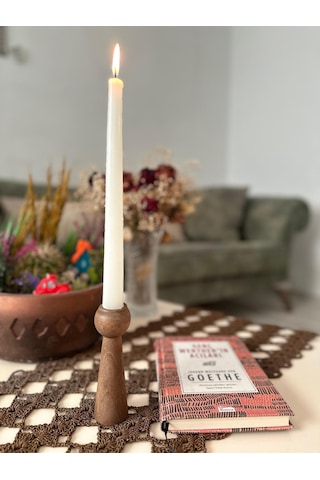 Sammwood Doğal Ahşap Şamdan Mumluk Kayın Ağacından Tekli