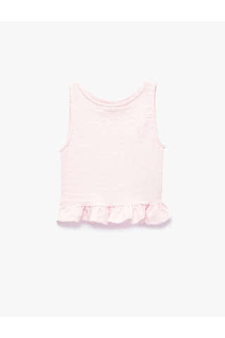 Koton Bisiklet Yaka Kolsuz Fırfır Detaylı Bluz Pembe 6skg60122ak Gül