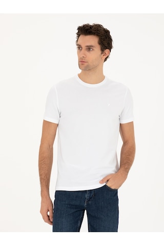 Beyaz Slim Fit Bisiklet Yaka T-shirt 15841036