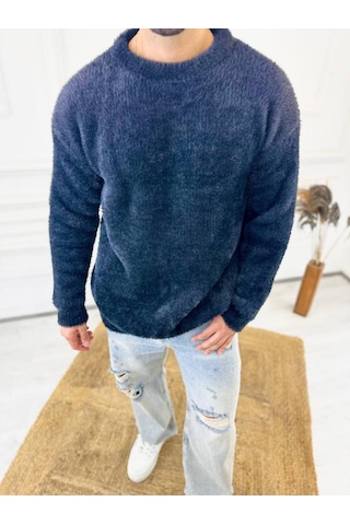 Elku Moda Kazak Oversize Tüylenmez Polar Kazak Bol Kesim Naturel Pamuk Rahat Kesim Salaş Peluş Kazak Siyah