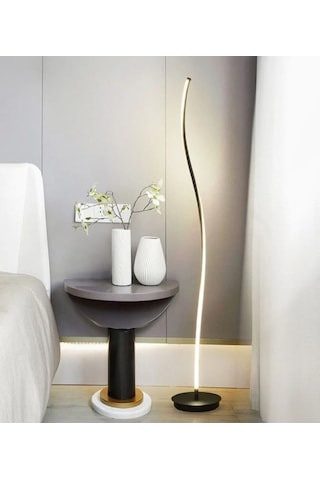 Modern Kıvrımlı Siyah Kasa 3 Renk Lambader Siyah