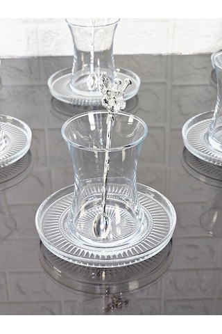 18 Parça Çay Seti Gümüş Japon Gülü Çay Kaşıklı 6 Bardak 6 Tabak 6 Kaşık Gümüş