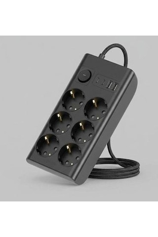 Akım Korumalı 6 Lı Priz 2xusb 2xtype-c Çıkış Yüksek Gerilim Koruma Çoklu Priz Çoğaltıcı 2 M