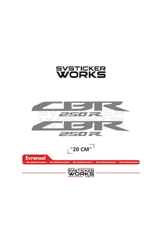Honda Cbr 250r Sticker Uyumlu Yazı Yüksek Kalite Özel Kesim Folyo 2'li Set Gri