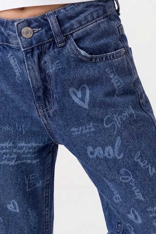 Joy Kids Kız Çocuk Lazer Baskılı Kot Pantolon 6-9yaş Mavi Kot Mavi