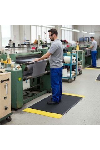 FlorONE Anti-Fatigue Mat Yorgunluk Önleyici İş Yeri Paspası Sarı Şeritli 90 x 150