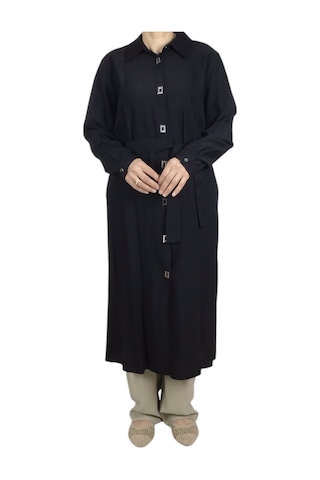 Kadın Önü Çıtçıtlı Beli Kuşaklı Tunik Siyah