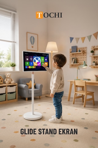 Tochı Glide Stand 32 Inç Android Dokunmatik Akıllı Ekran Full Hd Taşınabilir Ayaklı Şarjlı Monitör Wi-fi Bluetooth Yatay Dikey