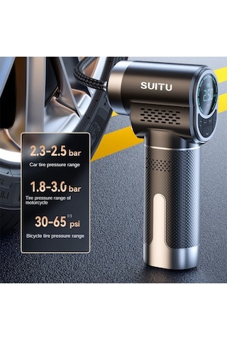 Supermarket1 Suıtu St-5518 Araba Akülü Şişme Pompa Çok Fonksiyonlu Aydınlatmalı Taşınabilir Mini Pompa