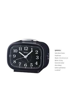 Seiko Qhk060j Sessiz Saniyeli Aydınlatmalı Bell Sesli Alarm 5 Dk Ertelemeli Masa Saati Çok Renkli