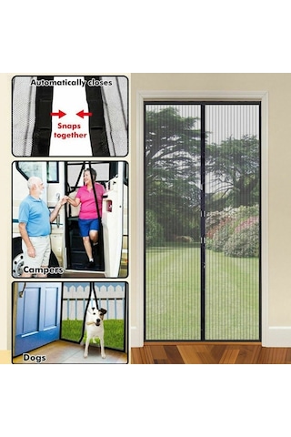 Buffer Pratik Manyetik Mıknatıslı Siyah Kapı Sinekliği Tülü 90 X 210 Cm
