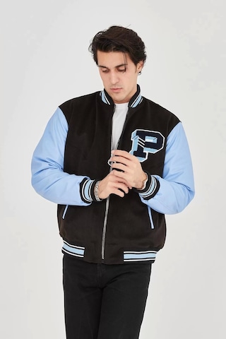 Erkek İçten Elyaf Ve Astarlı Kolları Suni Deri Ceket - Mavi Mavi