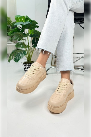 Günlük Kadın Sneaker Bağcıklı Hafif Kalın Yüksek Tabanlı Yürüyüş Nefes Alan Spor Ayakkabı 451 Nut