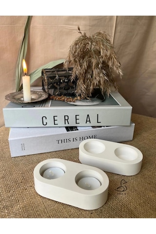 Dairesel Tealight Mumluk/şamdanlık 2 Li 14-7 Cm Beyaz