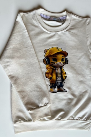 Minik Motion 3'lü Set Çocuk Baskılı 2 İplik Penye Sweatshirt Krem - Siyah - Lacivert