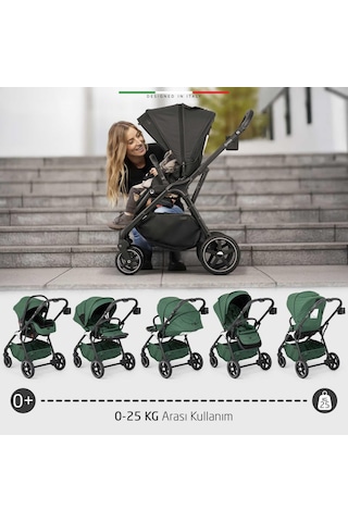 Elele Hera Travel Sistem Bebek Arabası Silver Yeşil
