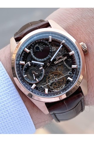 Slazenger Otomatik Seri Mehtap Ve Güneş Kadranlı İtalyan Bileklik Hediyeli Erkek Kol Saat Esl.2559.4 Rose Gold