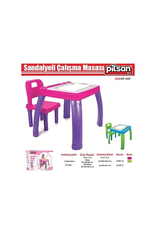 Pilsan Sandalyeli Çalışma Masası 03-402 - Aktivite Masası ✅ Mavi Yeşil