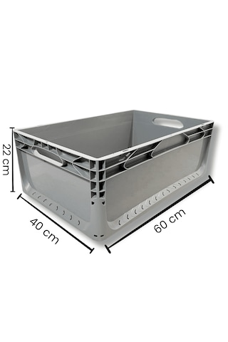 Alpbx 1.kalite Gri Plastik Kasa 60x40x22 Cm - Kutu 44 Litre Gri