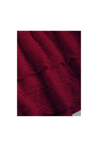 Wild Flower Fırfırlı Alaçatı Sitili Askılı Bluz Ve Katlı Mini Şort Etek Takım Bordo