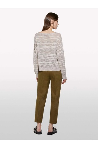 Sisley %100 Keten Beli Lastikli Önü Pileli Pantolon Kadın Yeşil Pantolon - 325p4aghlf00s