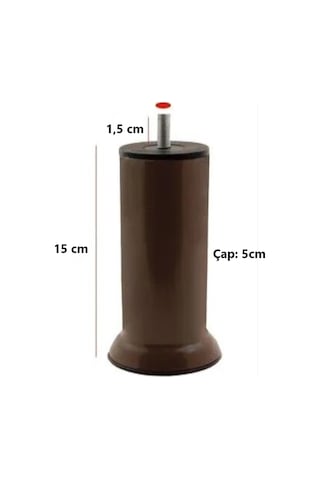 Mobilya Kanepe Baza Koltuk Çekyat Yükseltme Ayağı Ince Diş M8 Kahverengi Plastik 15 Cm 4 Adet Kahverengi