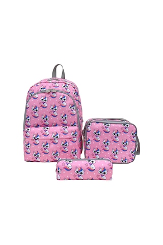 Superbag Kız Çocuk Ilkokul Çantası Unicorn Kedi Desenli Sırt Çantası Beslenmelik Ve Kalemlik 3'lü