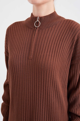 Gabria Fitilli Triko Elbise Kahverengi