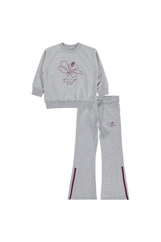 Mışıl Kids Paça Yırtmaçlı10-13 Yaş Eşofman Takımı - Gri Grimelanj