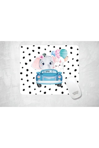Yavru Fil Ve Tavşan - Baskılı Dikdörtgen Özel Mouse Pad Mousepad