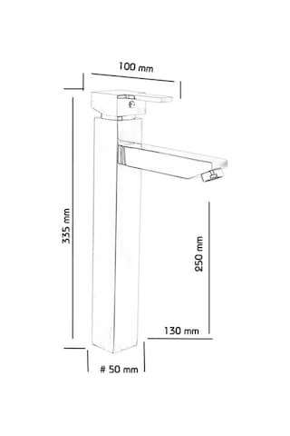 Square Çanak Lavabo Bataryası 30 Cm Gri