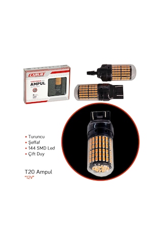 Carub 12v T20 Ampul Çift Duy 144 Led Turuncu Br0404053