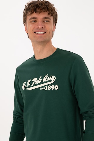 U.S. Polo Assn. Erkek Bisiklet Yaka Regular Fit Koyu Yeşil İnce Sweatshirt 50316315-VR079