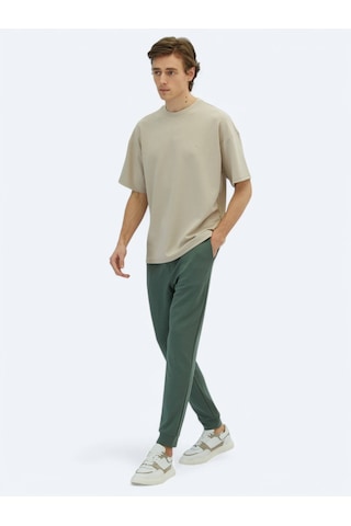 Kip Bej Düz Bisiklet Yaka T-shirt Bej