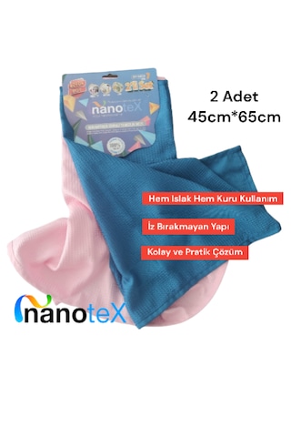 Nanotex Mikrofiber Sihirli Cam ve Ayna Temizlik Bezi 2'li 45 x 65 CM