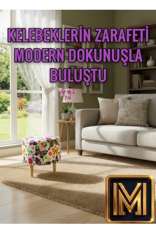 Diday K Trend Puf Koltuk Puff Bench Dekoratif Bohem Doğal Gürgen Ayaklı Çok Amaçlı Bahçe Ev Balkon Karma Çok Renkli