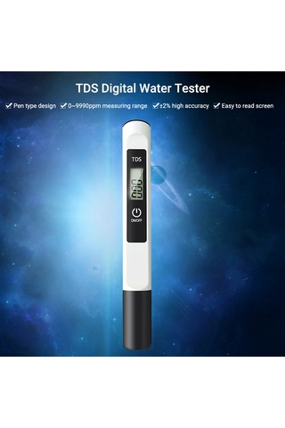 Kosona Beyaz Dijital Tds Su Test Cihazı - 0-9990 Ppm Aralığı, Hassas Prob, Doğruluk 2%, Pil Yok Tds-m3 Beyaz