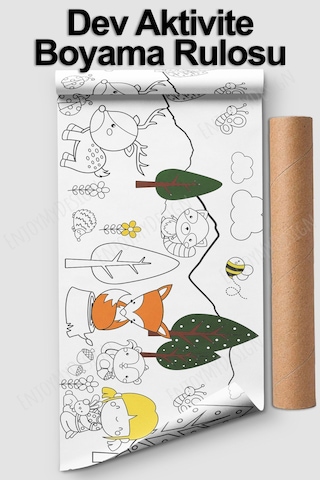 Melolisa Dev Boyama Orman Temalı Bebek, Kreş Ve Çocuk Aktivite Ve Boyama Rulosu - Kids Coloring Roll