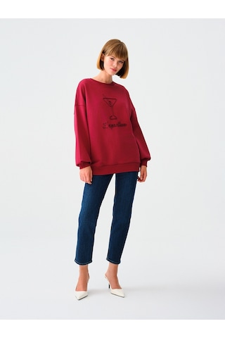 Oversize Kadın Sweatshirt Burgundy