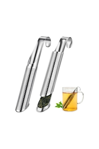 Demlik Paslanmaz Çelik 2 Parça Ince Örgü Çay Sopa Gevşek Çay Detoks Çayı Darjleeg Çay Mate Çay Çok Renkli