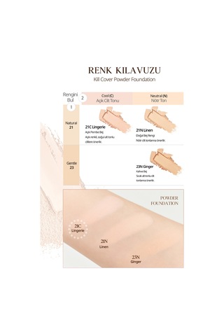 Hafif Yapılı, Pürüzsüz Mat Bitişli Pudra Fondöten Clıo Kill Cover Powder Foundation 21c Lingerie 21