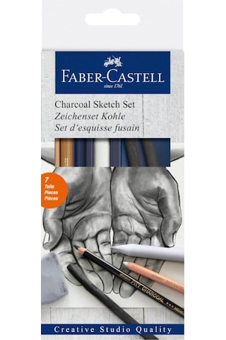Faber-castell Kömür Sketch Seti, 7 Parça, Kara Kalem Çizim Ve Esk
