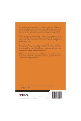 Taaşşuk-I Talat Ve Fitnat (Günümüz Türkçesiyle) - Şemseddin Sami - Can Yayınları