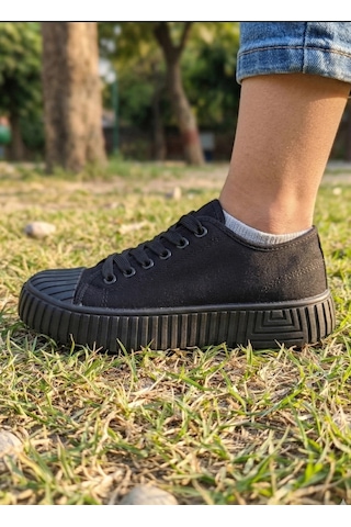 In Step Unisex Çocuk Siyah Lifestyle Günlük Ayakkabı - Dayanıklı Tırtıklı Kalın Taban