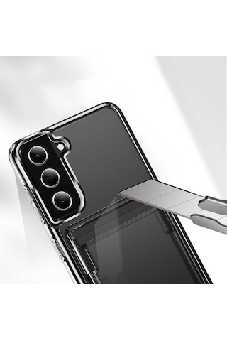 Samsung Galaxy Uyumlu S21 Kılıf Zore Kartlıklı Şeffaf Ensa Kapak